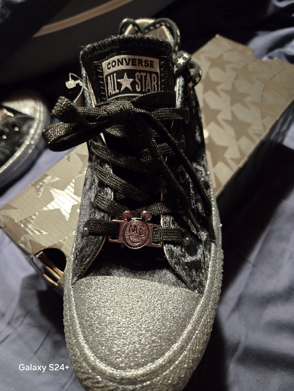 Miley Cyrus X Disney Converse All Star Women's Metallic Black High-Top Sneakers